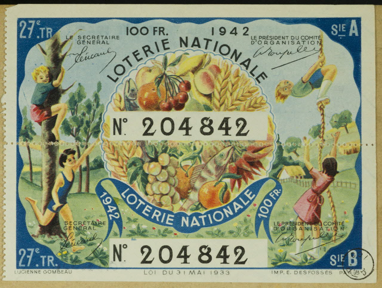 estampe SERIE A  LOTERIE NATIONALE 1970.83.556 Photo