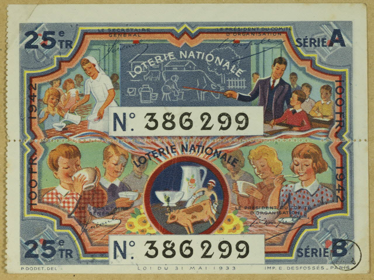 estampe 1942  LOTERIE NATIONALE 1970.83.557 Photo