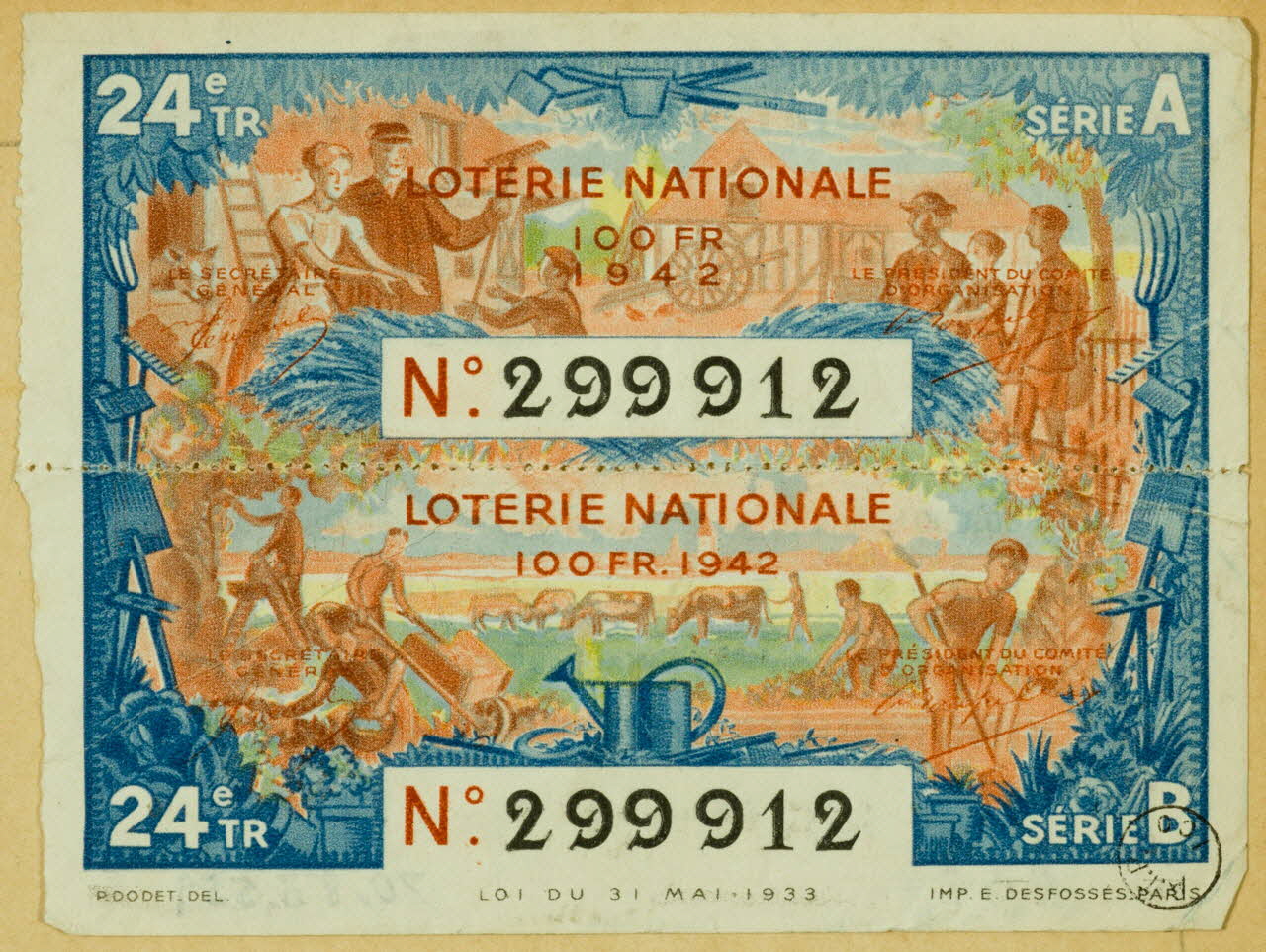 estampe LOTERIE NATIONALE 1970.83.559 Photo