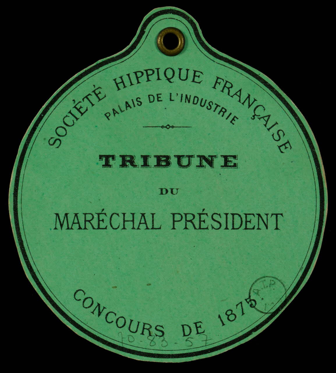 estampe SOCIETE HIPPIQUE FRANCAISE  PALAIS DE L'INDUSTRIE  TRIBUNE  DU  MARECHAL PRESIDENT  CONCOURS DE 1875. 1875 1970.83.57 Photo