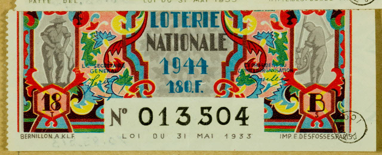 estampe LOTERIE  NATIONALE 1970.83.573 Photo