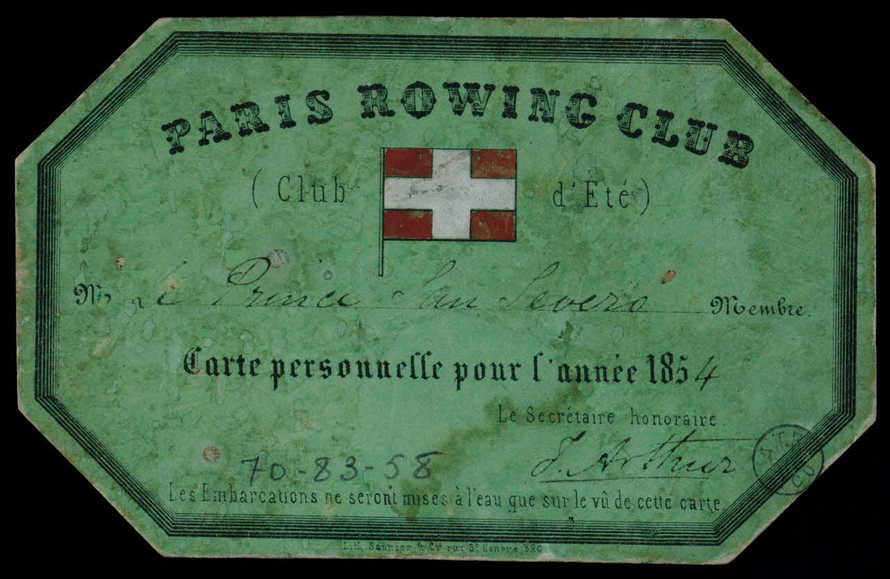 Saunier estampe PARIS ROWING CLUB  (Club d'Eté)  Carte personnelle pour l'année 1854 1854 1970.83.58 Photo