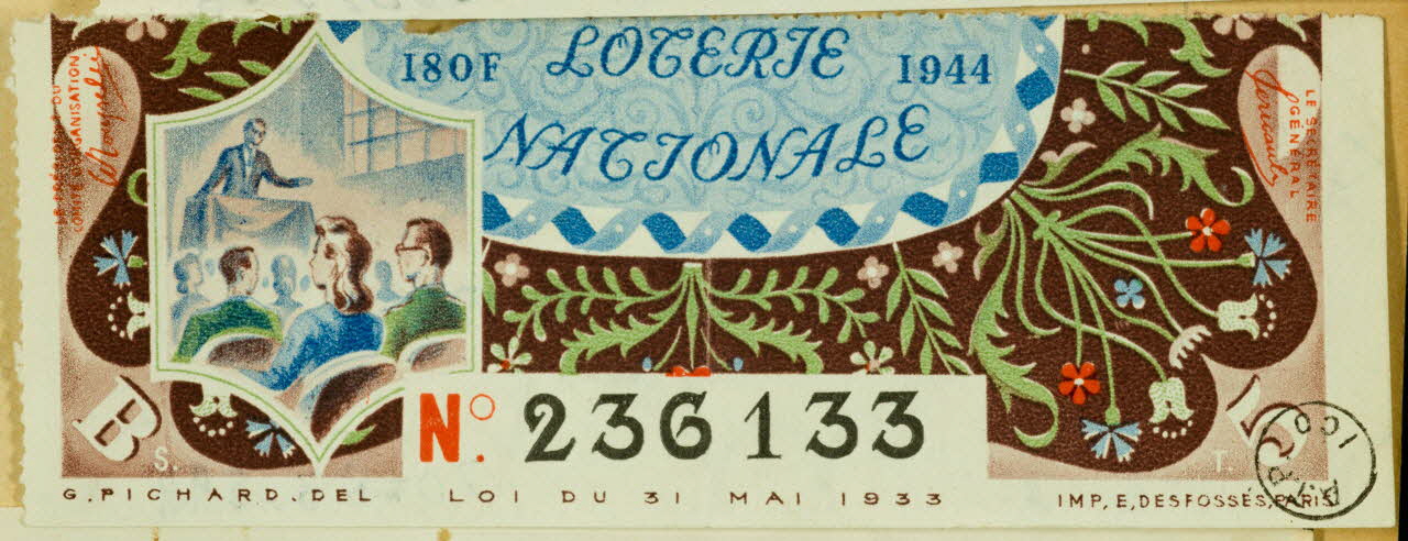 estampe LOTERIE  NATIONALE 1970.83.599 Photo