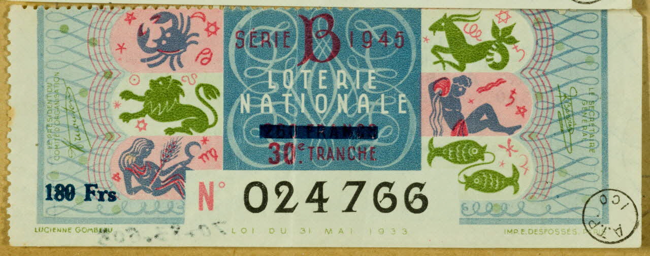 estampe LOTERIE  NATIONALE 1970.83.605 Photo