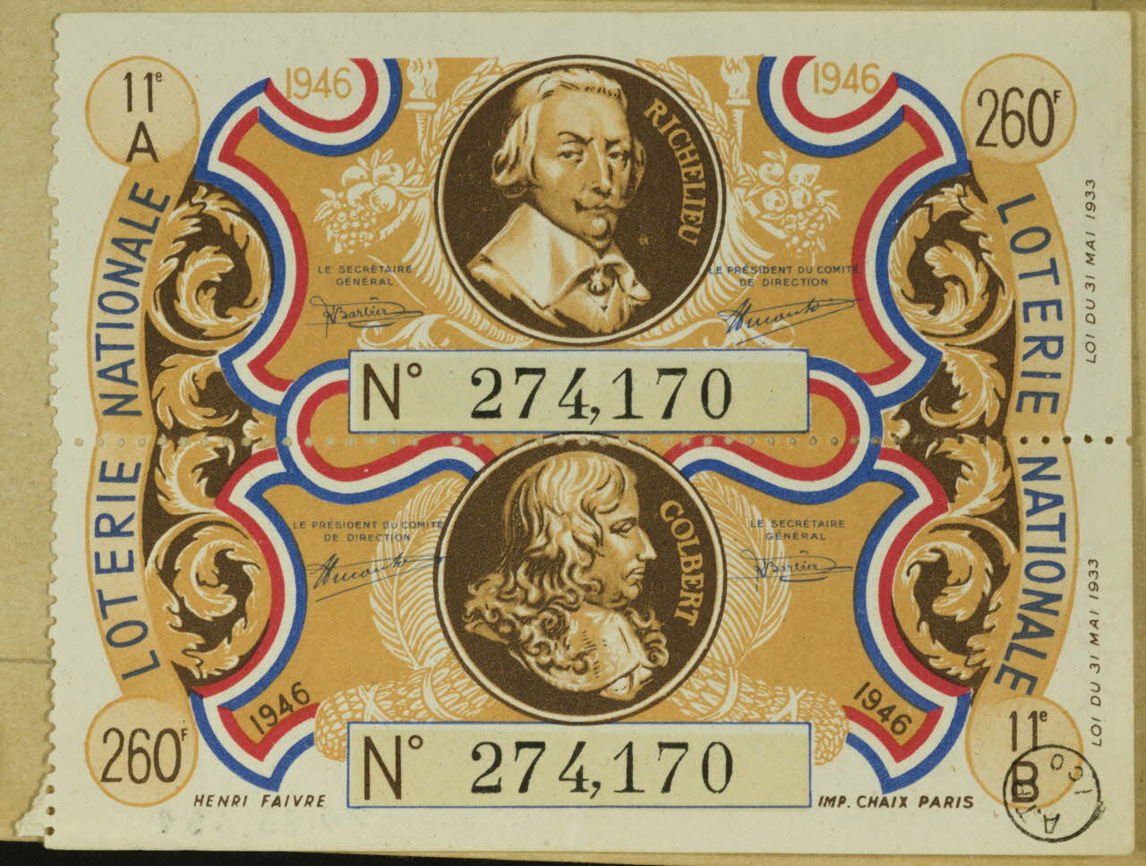 estampe 1946  LOTERIE NATIONALE 1970.83.650 Photo