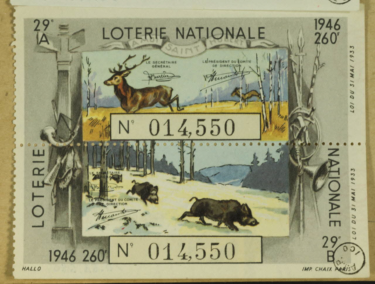 estampe 1946  LOTERIE NATIONALE 1970.83.680 Photo