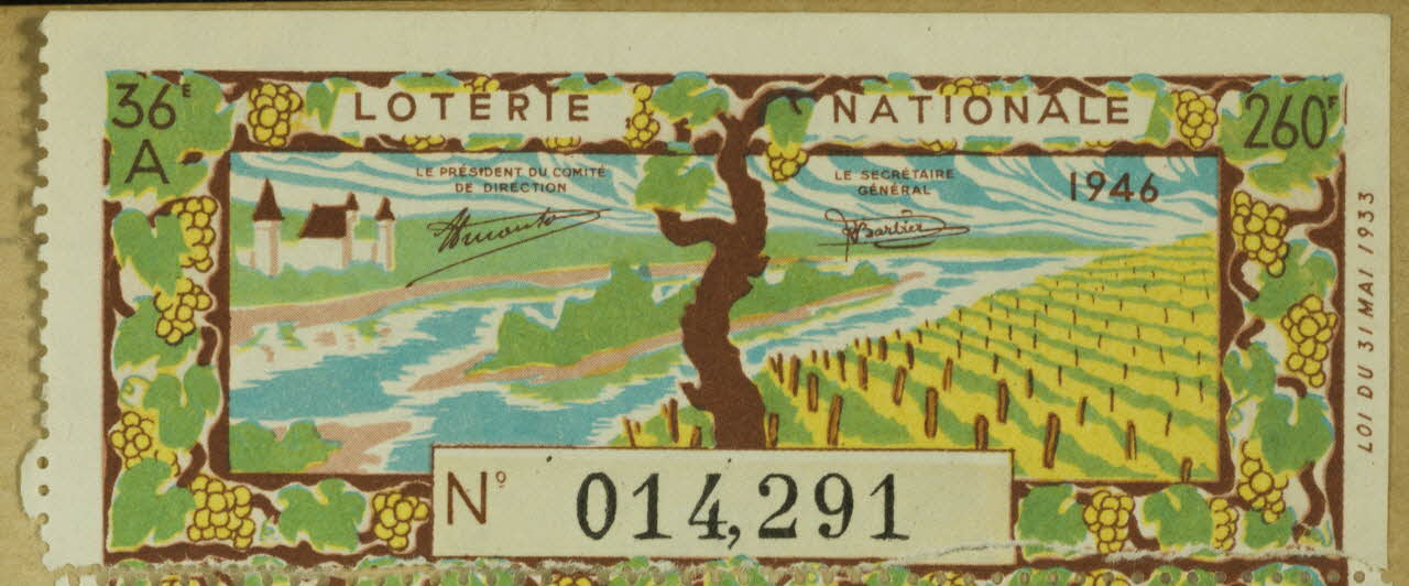 estampe LOTERIE NATIONALE  1946 1970.83.681 Photo