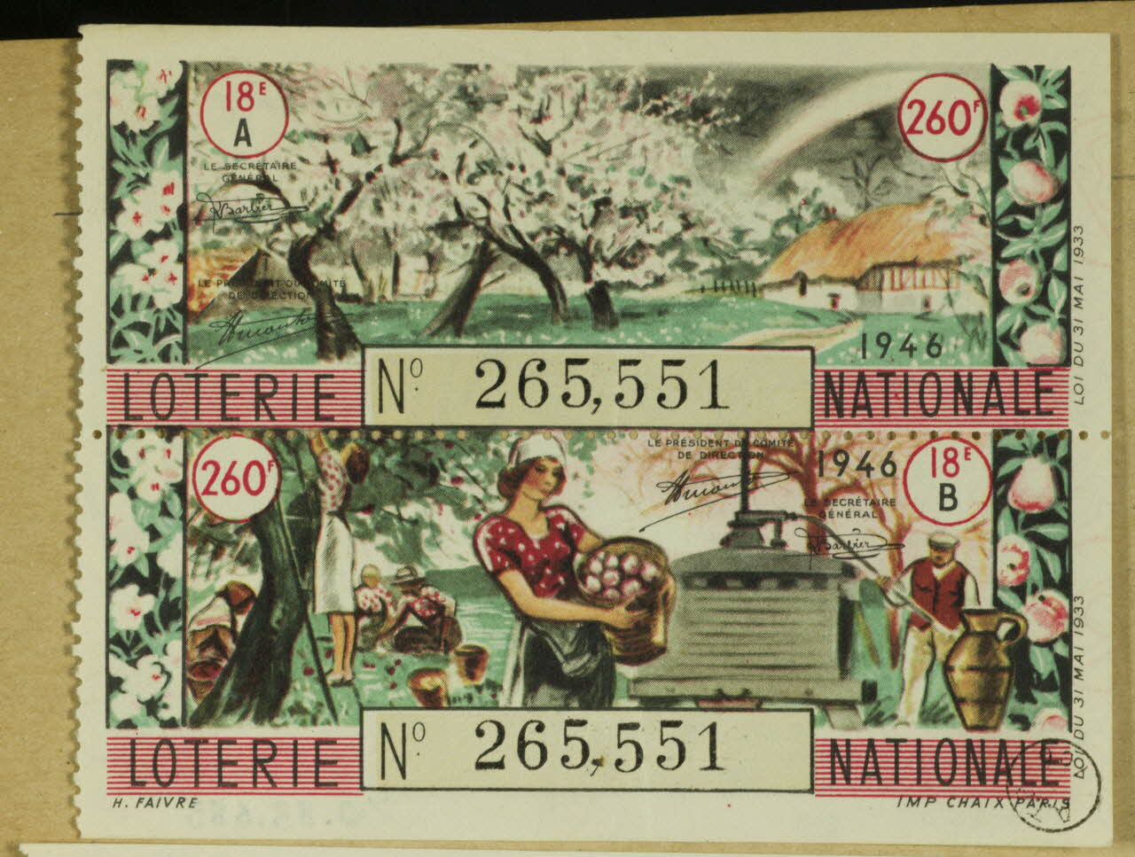 estampe 1946  LOTERIE NATIONALE 1970.83.683 Photo