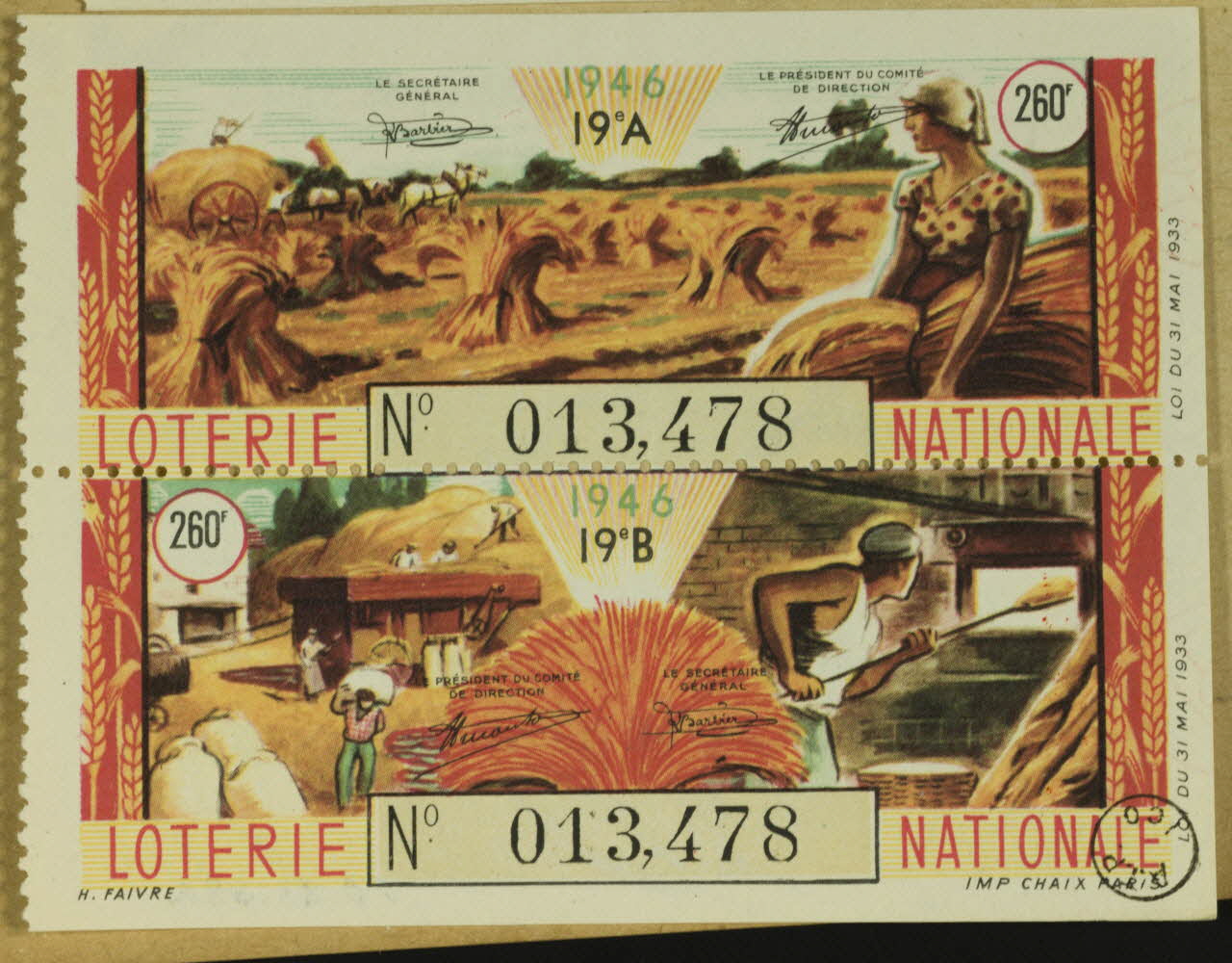 estampe 1946  LOTERIE NATIONALE 1970.83.684 Photo