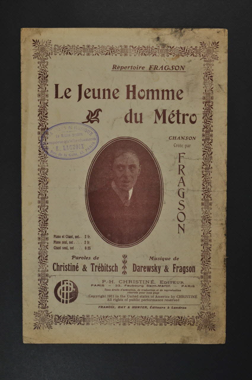Alexandre Trébitsch ; Henri Christiné ; Herman Darewski ; Harry Fragson chanson petit format Île-de-France, France 1911 1966.203.7 Photo Mucem