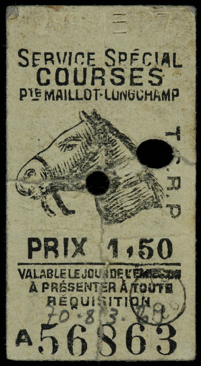 estampe SERVICE SPECIAL  COURSES  PTE MAILLOT-LONGCHAMP 1938 1970.83.69 Photo