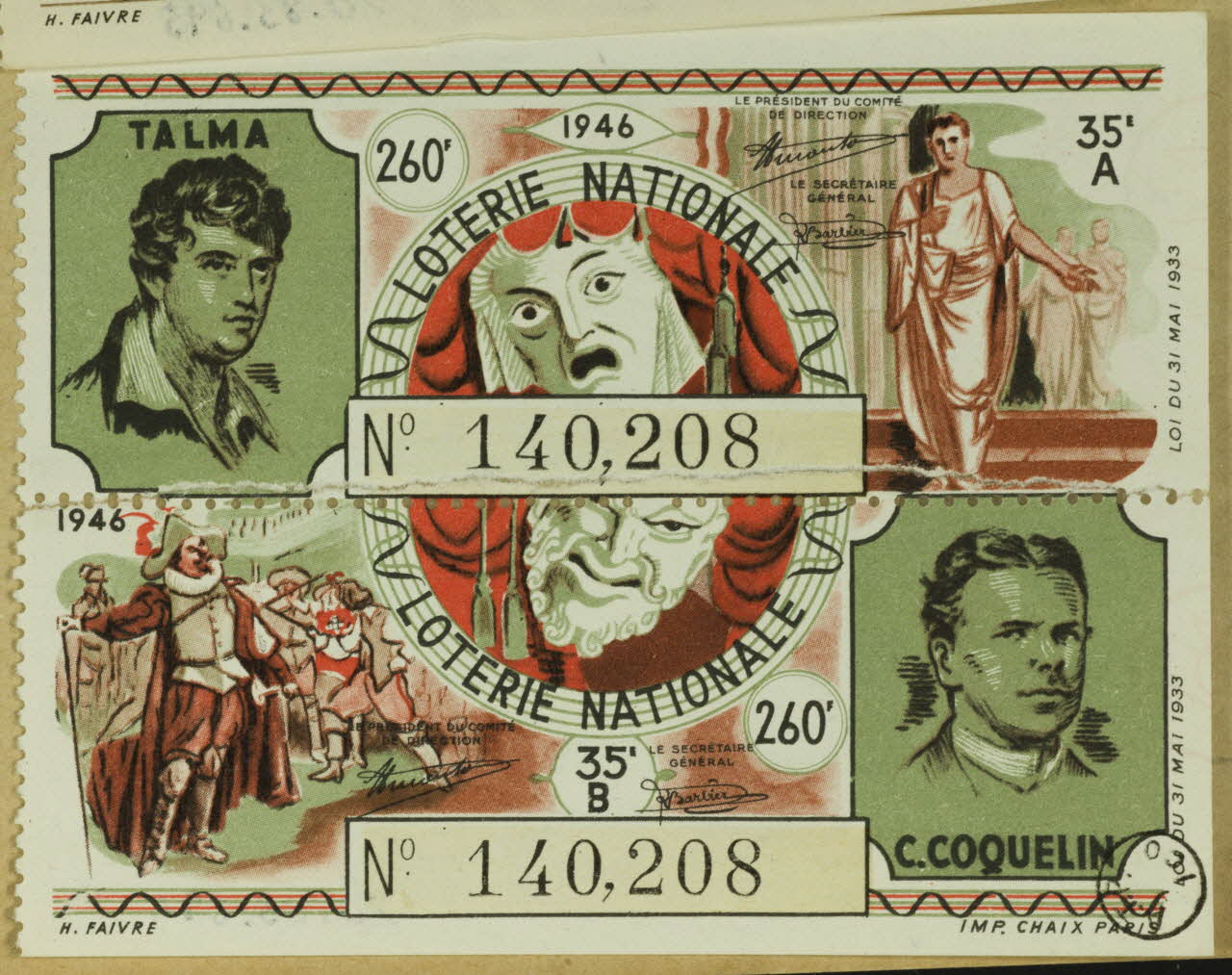 estampe 1946  LOTERIE NATIONALE 1970.83.696 Photo