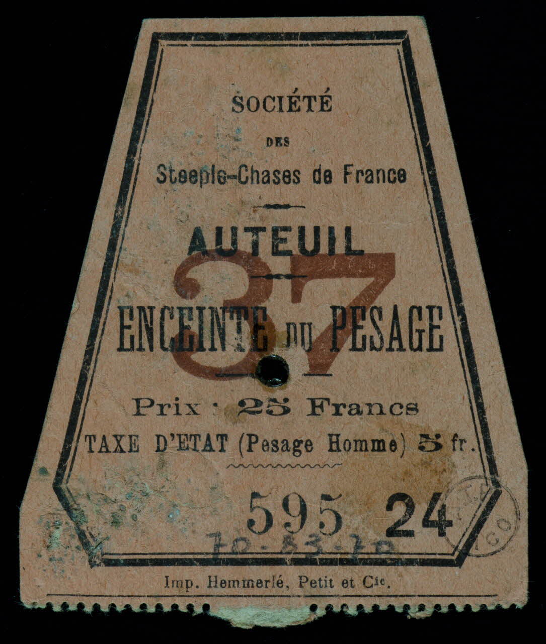 Hemmerli Petit Et Cie estampe SOCIETE  DES  Steeple-Chases de France  AUTEUIL  ENCEINTE DU PESAGE 1938 1970.83.70 Photo