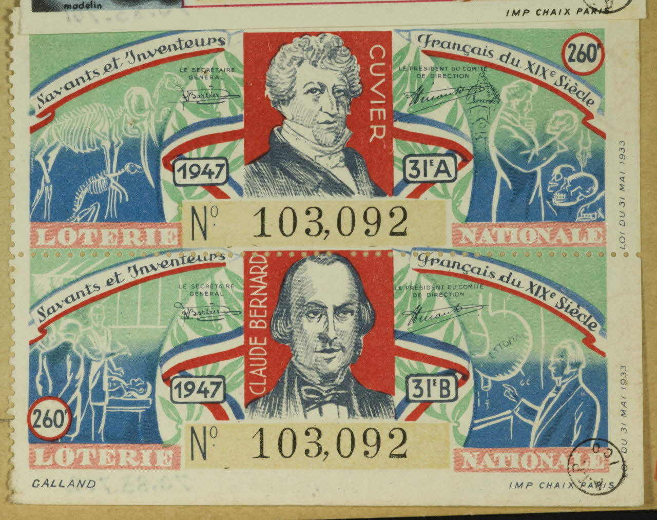 estampe Savants et Inventeurs Français du XIXème Siècle  LOTERIE NATIONALE 1970.83.702 Photo