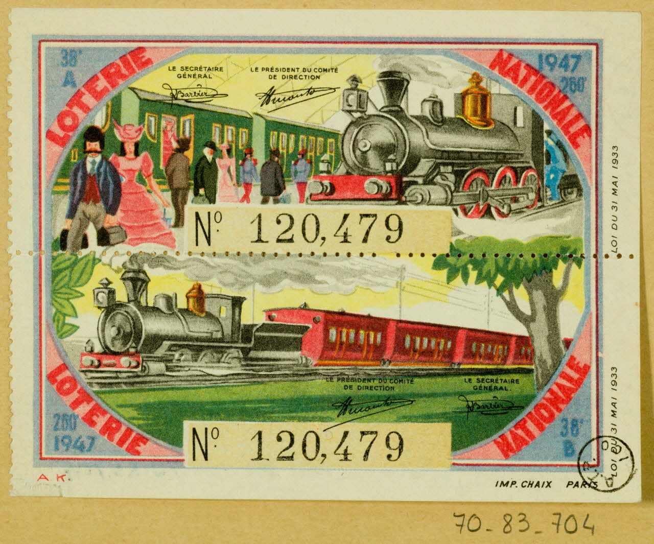 estampe LOTERIE  NATIONALE 1970.83.704 Photo