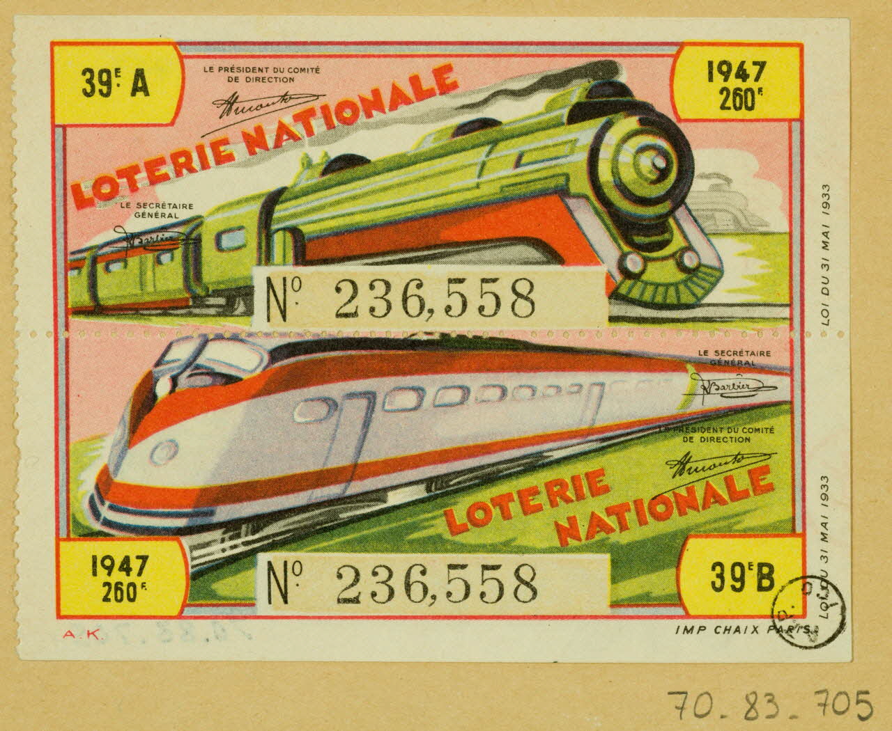 estampe LOTERIE NATIONALE 1970.83.705 Photo