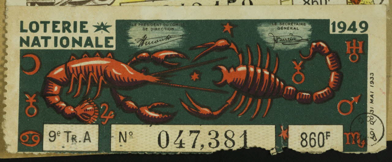 estampe LOTERIE NATIONALE  1949 1970.83.755 Photo