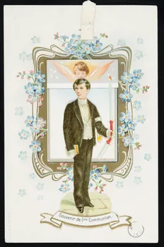 A Et M.B estampe Souvenir de Iere Communion 1921 1970.83.79  Photo
