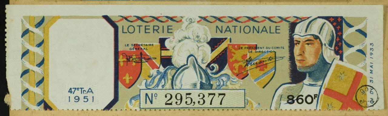 estampe LOTERIE NATIONALE  LOI DU 31 MAI 1933 1970.83.810 Photo