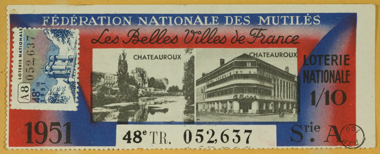 estampe FEDERATION NATIONALE DES MUTILES  Les Belles Villes de France  CHATEAUROUX 1970.83.813 Photo