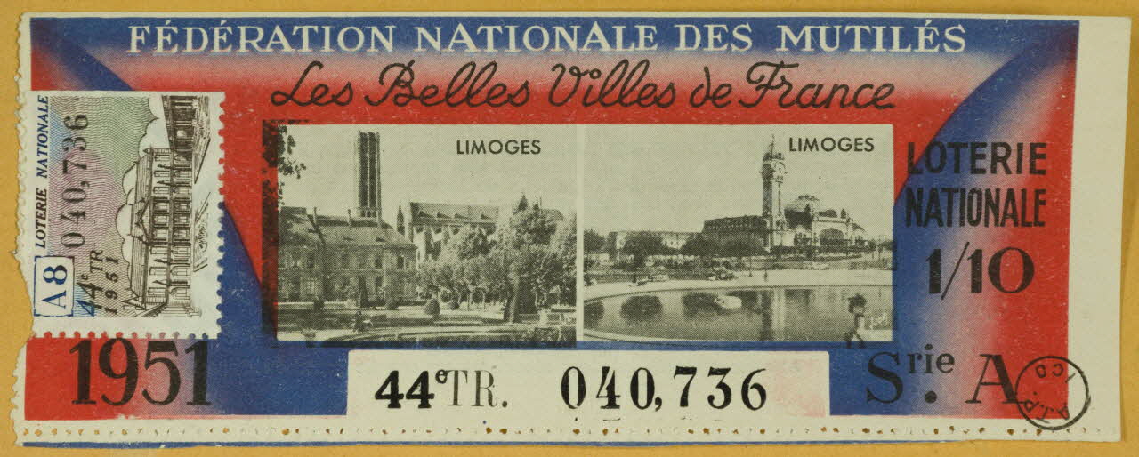 estampe FEDERATION NATIONALE DES MUTILES  Les Belles Villes de France  LIMOGES 1970.83.815 Photo