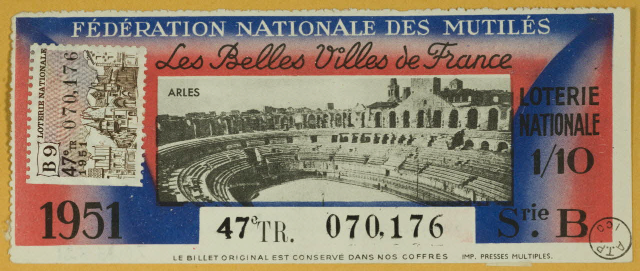 estampe FEDERATION NATIONALE DES MUTILES  Les Belles Villes de France  ARLES 1970.83.821 Photo