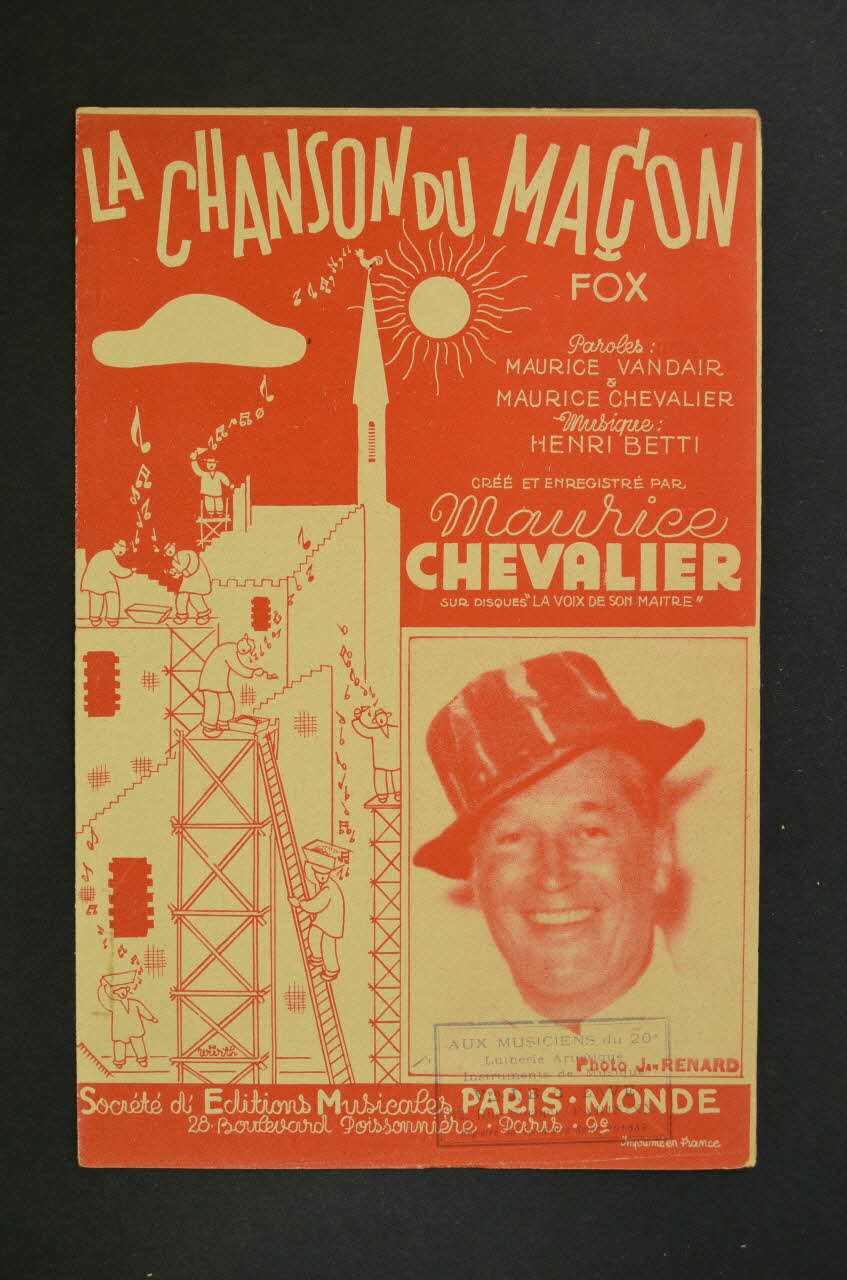 Maurice Vandair ; Maurice Chevalier ; Henri Betti ; Paris-Monde; chanson petit format Île-de-France, France 1941 1966.204.10 Photo Mucem