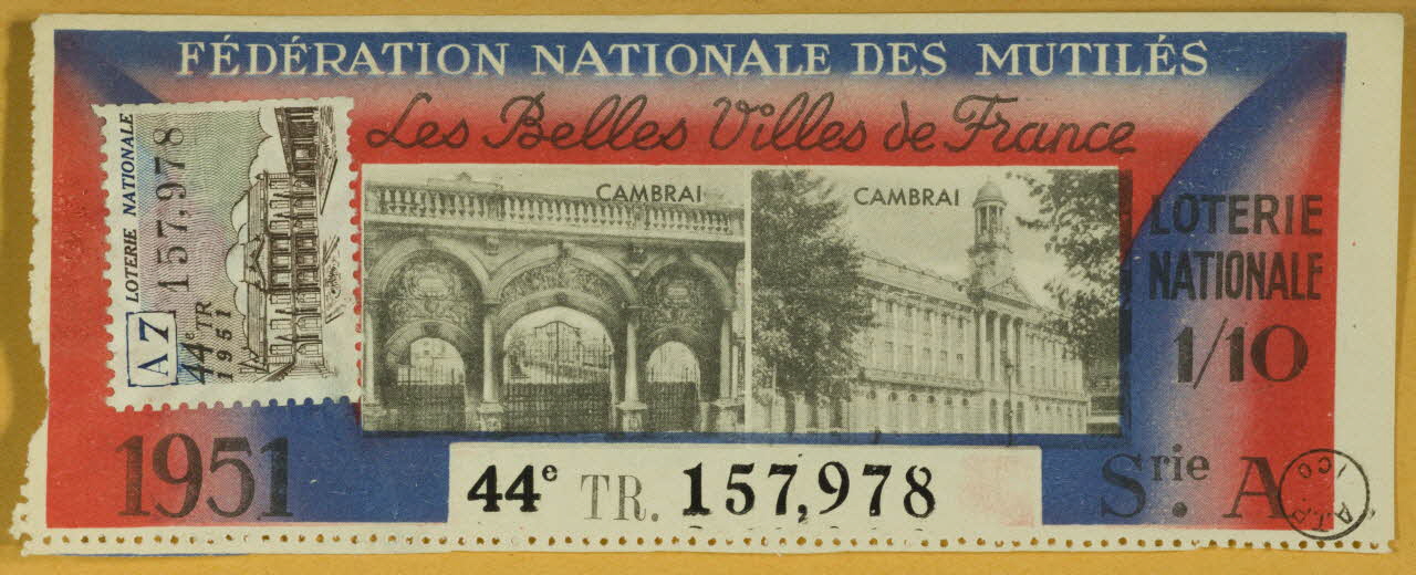 estampe FEDERATION NATIONALE DES MUTILES  Les Belles Villes de France  CAMBRAI 1970.83.824 Photo