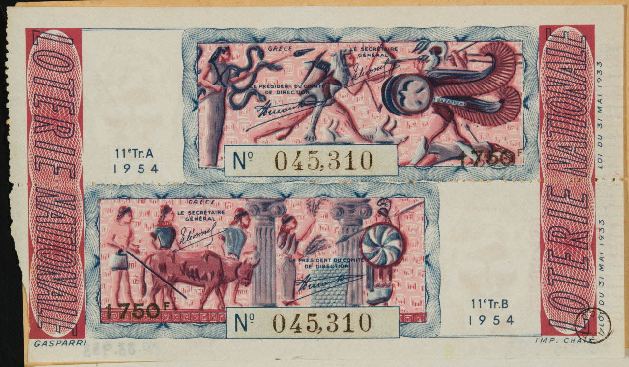 estampe LOTERIE NATIONALE  GRECE 1970.83.933 Photo