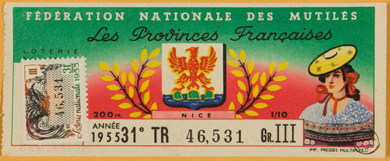 estampe FEDERATION NATIONALE DES MUTILES  Les Provinces Françaises  NICE 1970.83.955 Photo