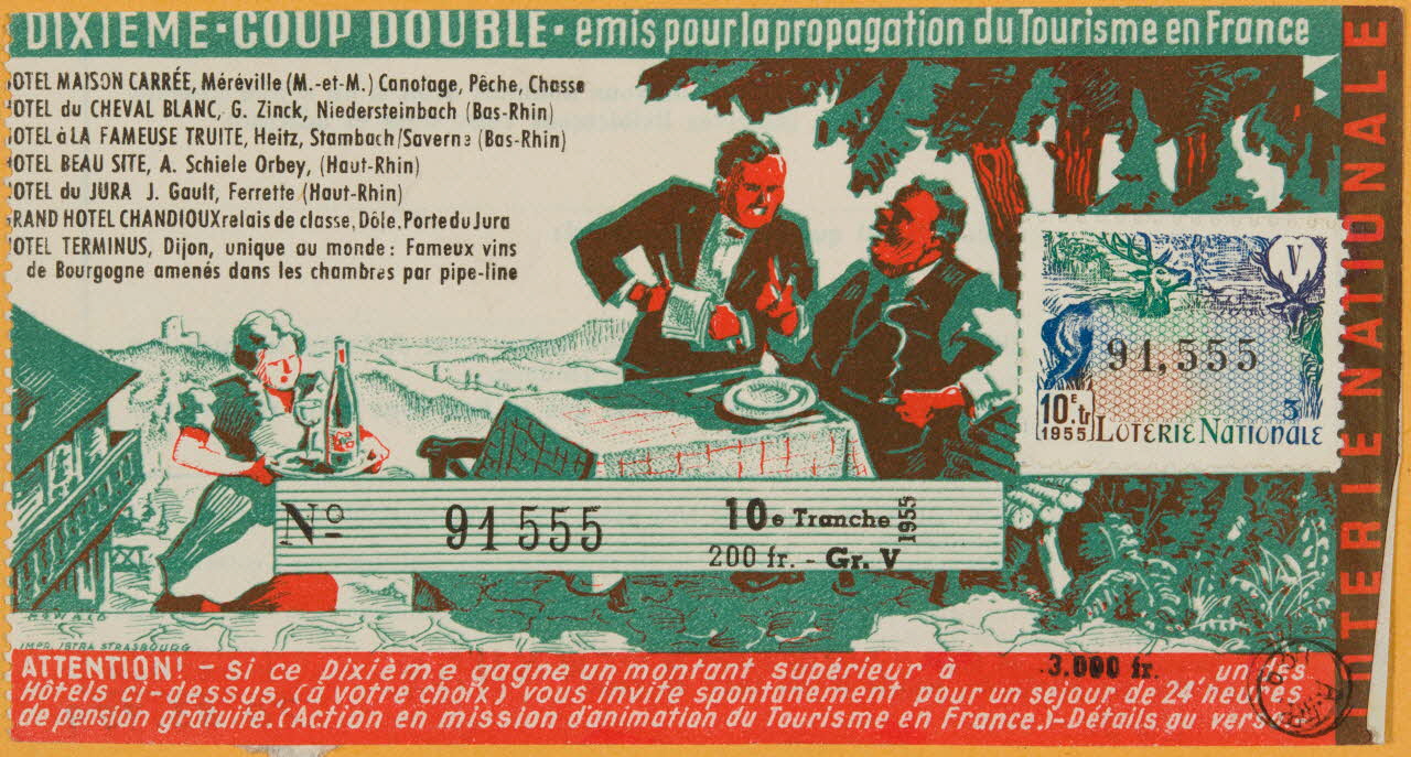 estampe DIXIEME. COUP DOUBLE. emis pour la propagation du Tourisme en France 1970.83.959 Photo
