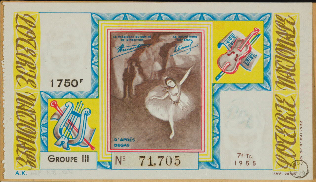 estampe LOTERIE NATIONALE  D'APRES  DEGAS 1970.83.961 Photo