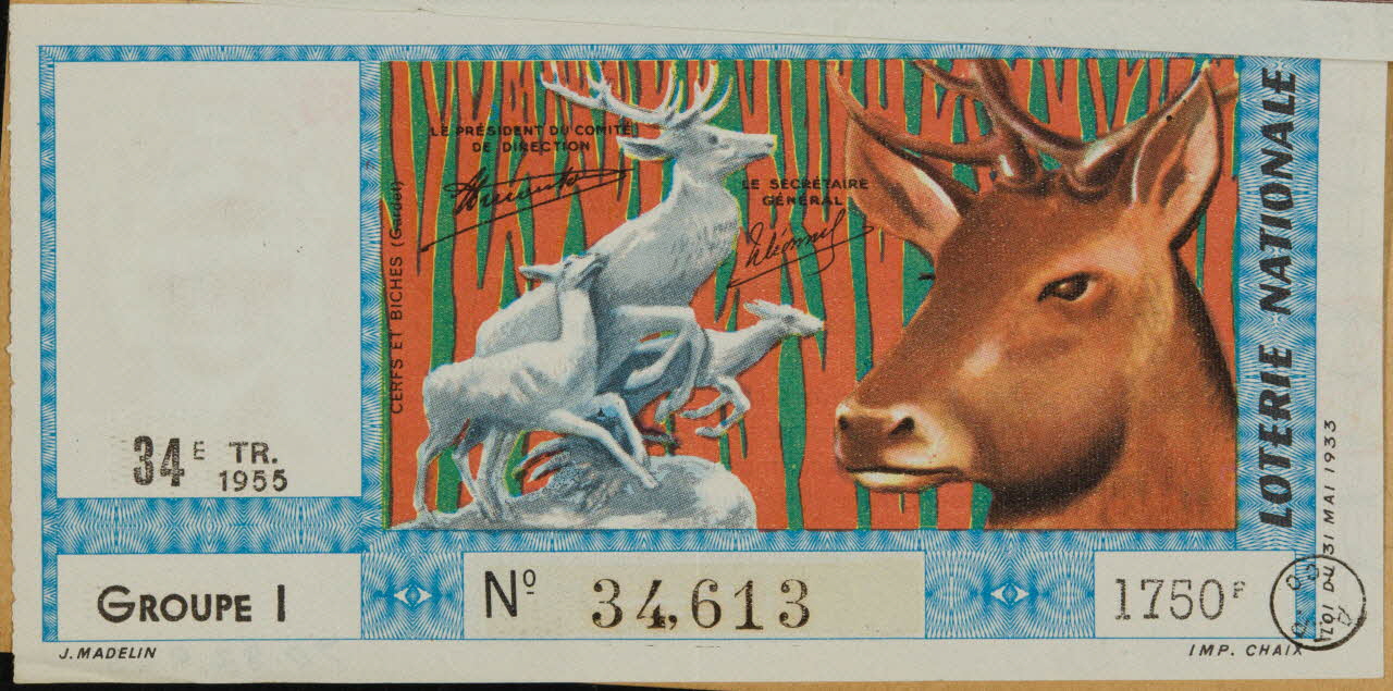 estampe LOTERIE NATIONALE  CERFS ET BICHES (Gardet) 1970.83.963 Photo
