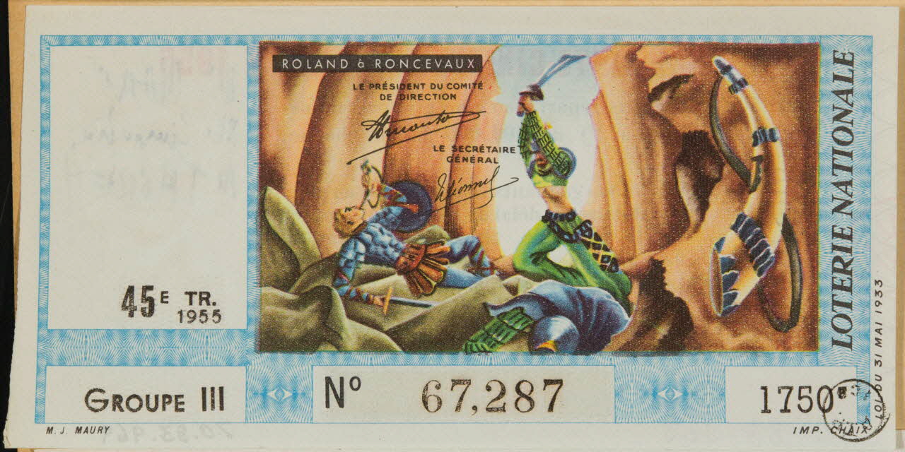 estampe LOTERIE NATIONALE  ROLAND à RONCEVAUX 1970.83.969 Photo