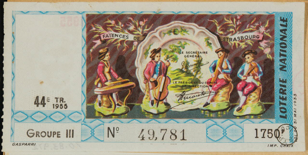 estampe LOTERIE NATIONALE  FAÏENCES DE STRASBOURG 1970.83.972 Photo