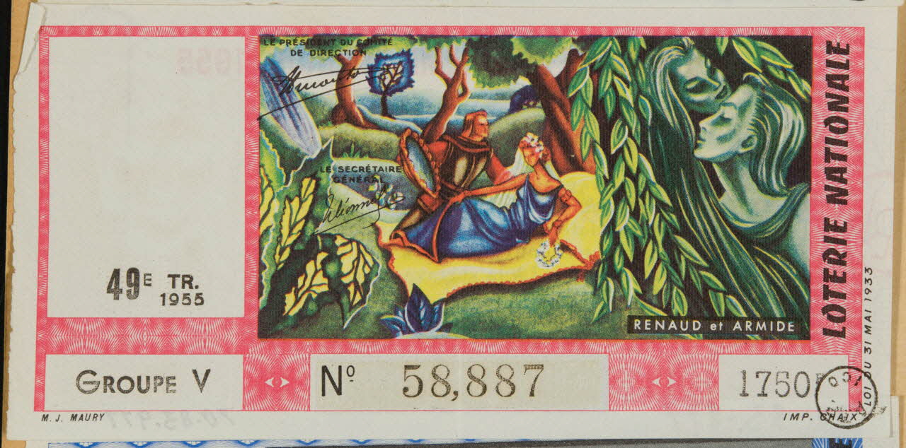 estampe LOTERIE NATIONALE  RENAUD ET ARMIDE 1970.83.977 Photo