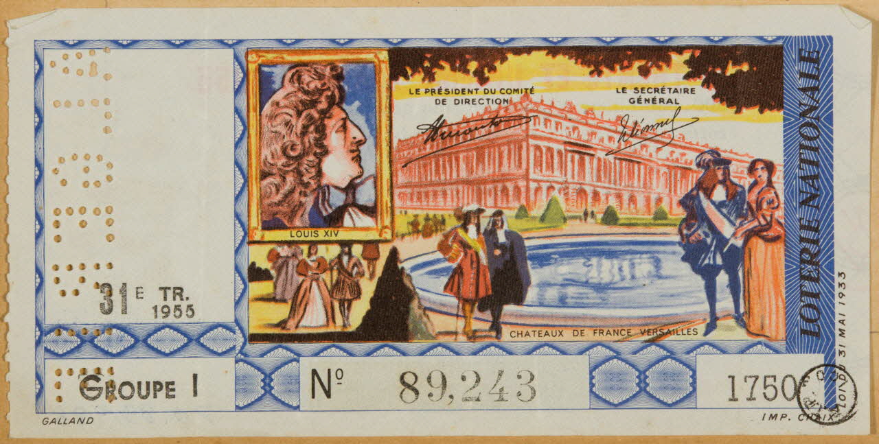 estampe LOTERIE NATIONALE  CHATEAUX DE FRANCE VERSAILLES 1970.83.986 Photo
