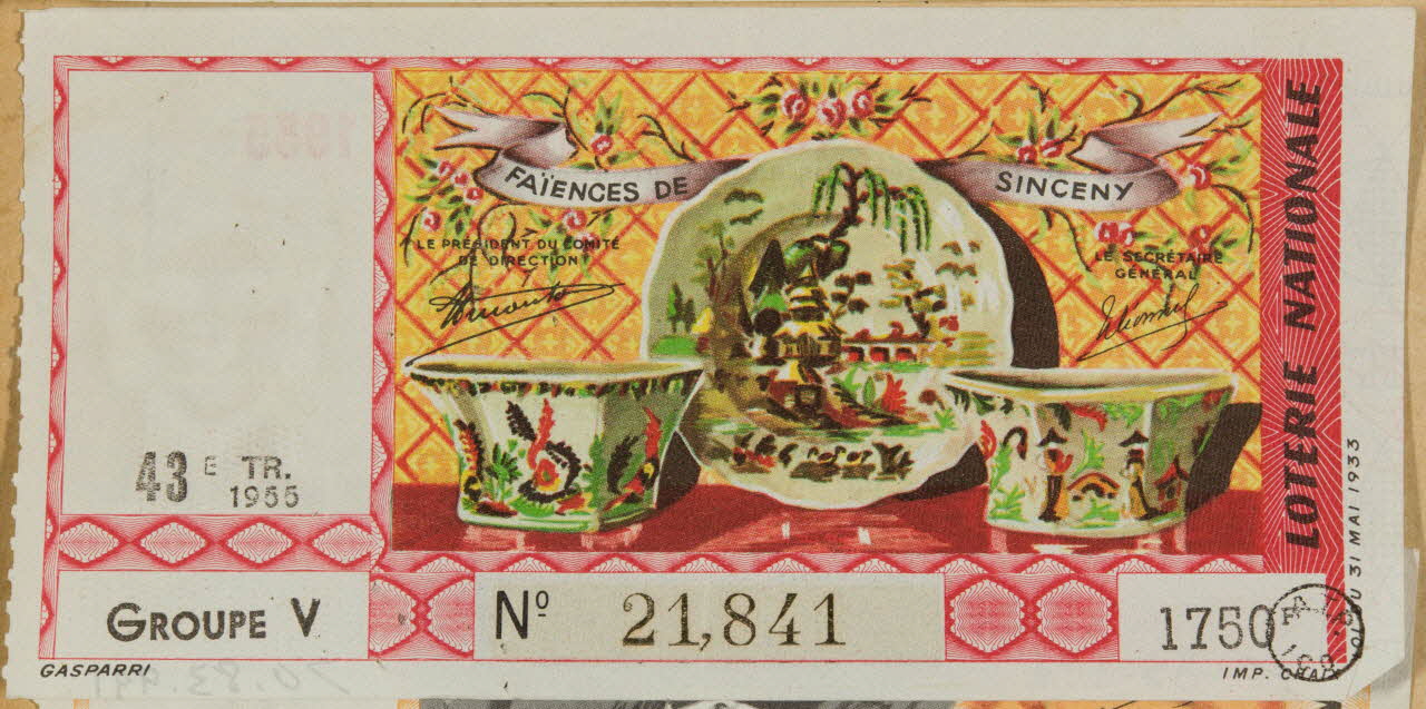 estampe LOTERIE NATIONALE  FAÏENCES DE SINCENY 1970.83.991 Photo