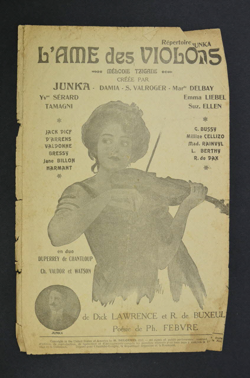 René De Buxeuil ; Ph Febvre ; Dick Lawrence ; Léonce Junka ; H. Delormel chanson petit format 1913 1966.205.2 Photo Mucem