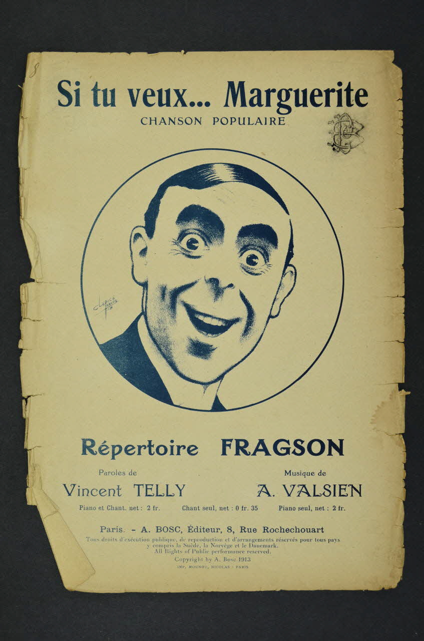 Vincent Telly ; Albert Valsien ; Harry Fragson ; Auguste Bosc chanson petit format 1913 1966.205.7 Photo Mucem