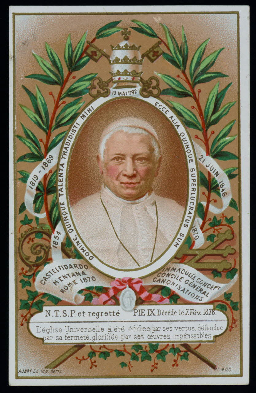 image pieuse N.T.S.P. et regretté PIE IX Décédé le 7.Fév.1878. 1979.16.68 Photo