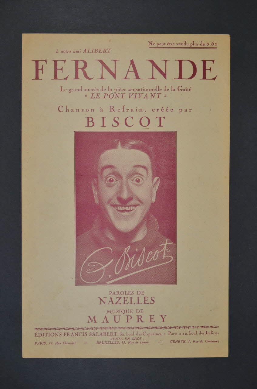 René Nazelles ; André Mauprey ; G. Biscot ; Francis F. Salabert chanson petit format 1922 1966.206.19 Photo Mucem