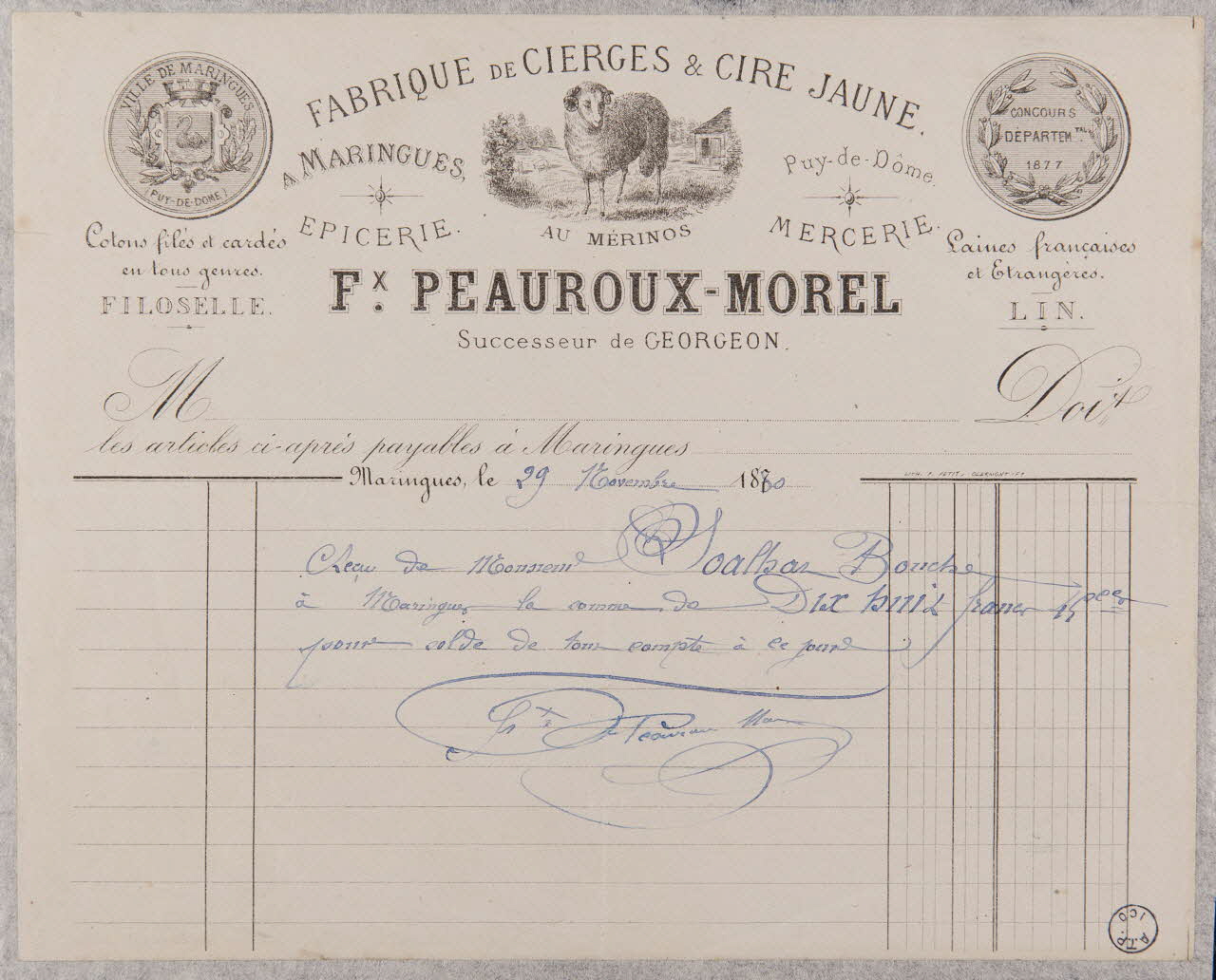 estampe FABRIQUE DE CIERGE & CIRE JAUNE.  AU MERINOS  Fx PEAUROUX-MOREL 1979.20.13 Photo