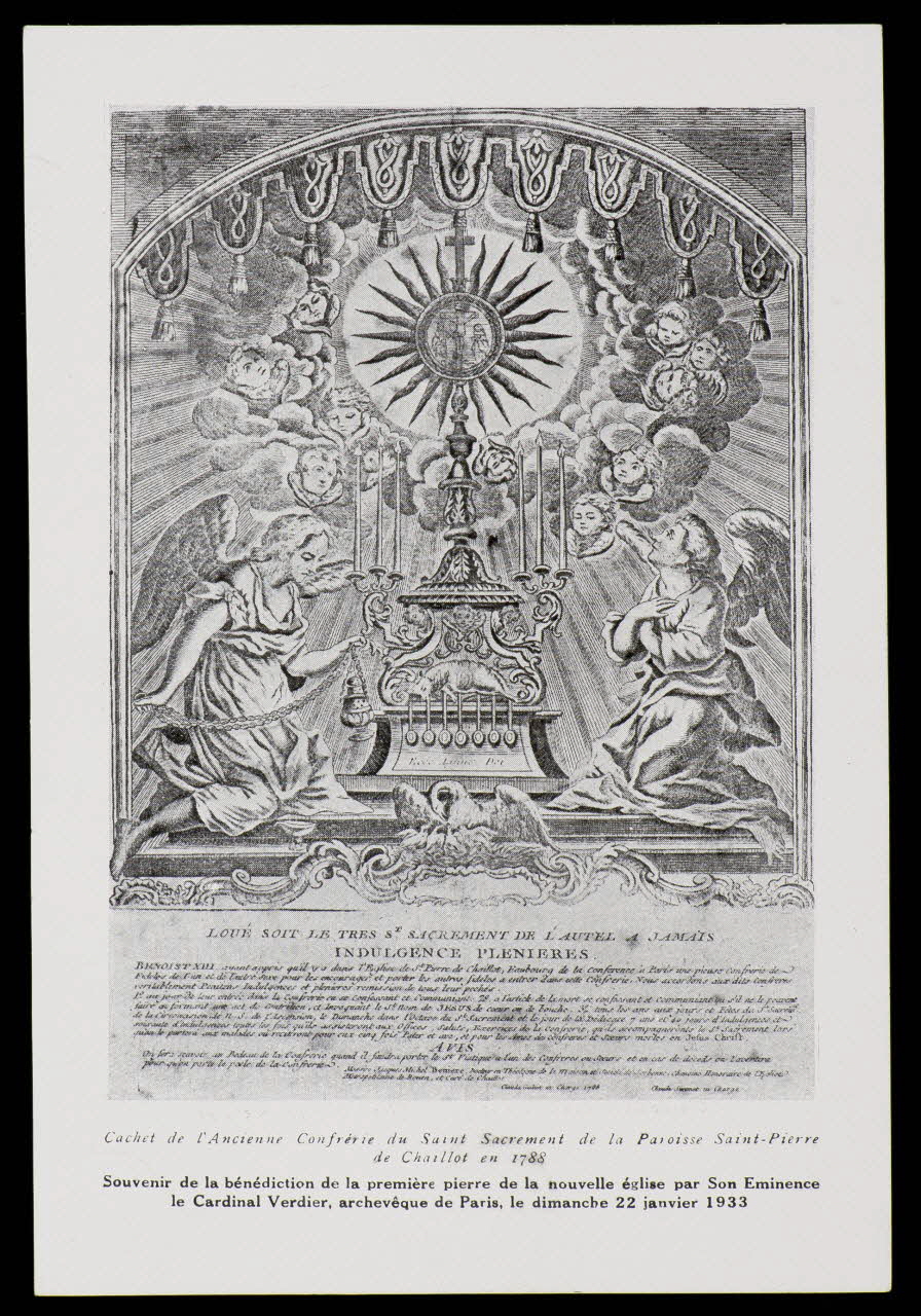 estampe Cachet de l'Ancienne Confrérie du Saint Sacrement de la Paroisse Saint-Pierre  de Chaillot en 1788 1979.29.216 Photo