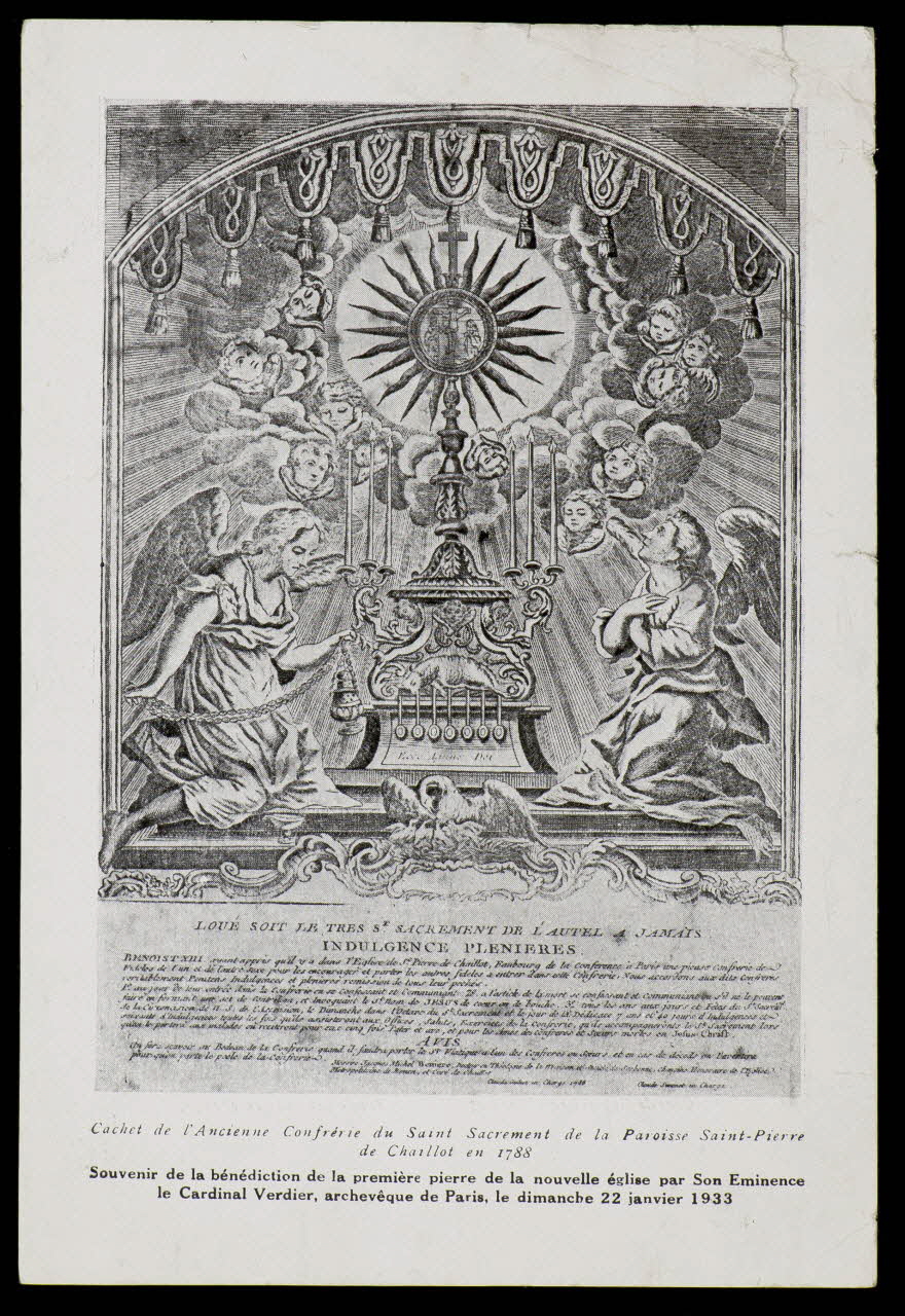 estampe Cachet de l'Ancienne Confrérie du Saint Sacrement de la Paroisse Saint-Pierre  de Chaillot en 1788 1979.29.217 Photo