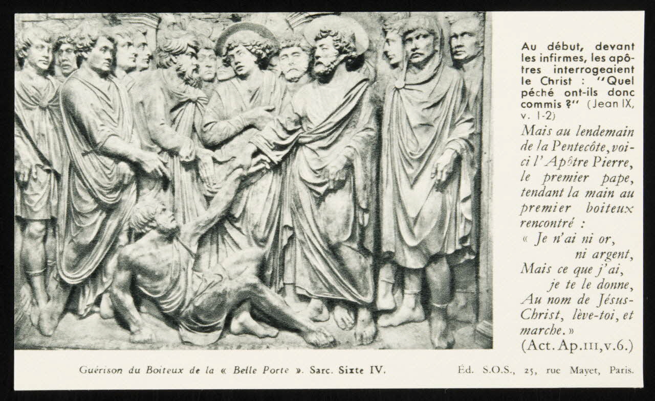 estampe Guérison du Boiteux de la "Belle Porte". Sarc. Sixte IV. 1979.29.314.3 Photo
