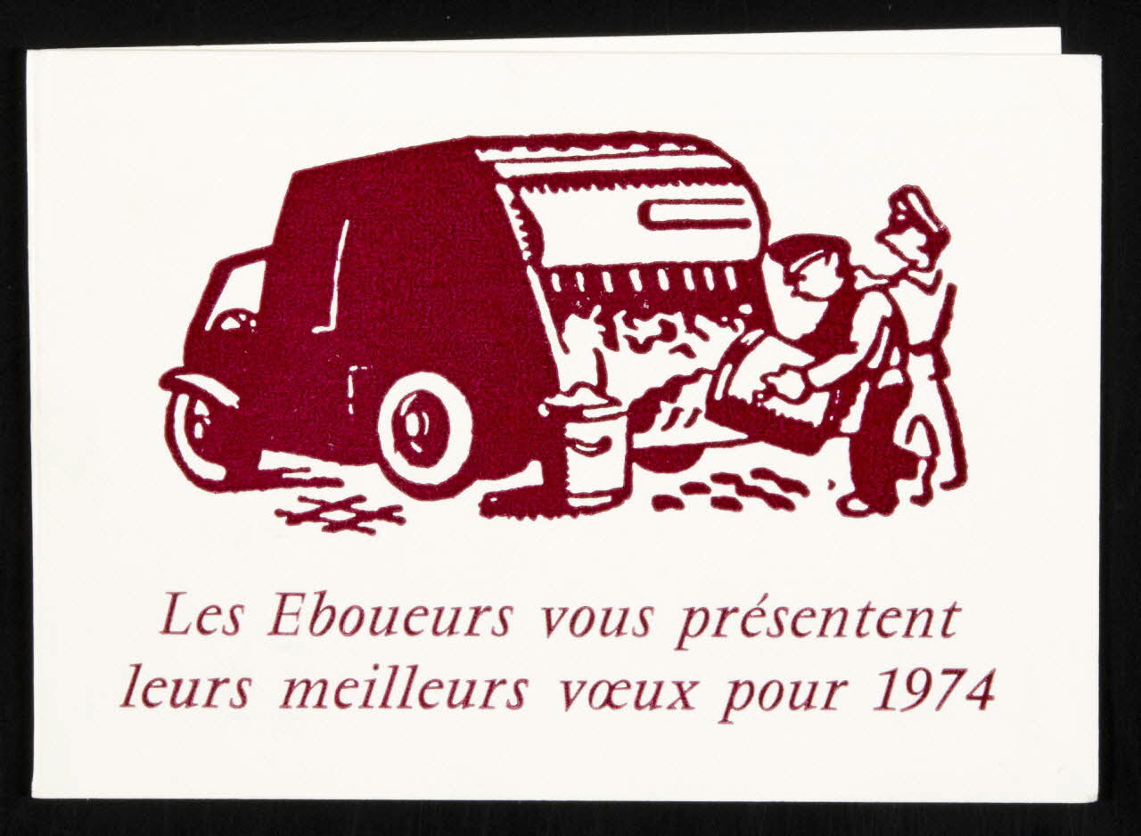estampe Les Eboueurs vous présentent  leurs meilleurs voeux pour 1974 1979.29.431 Photo