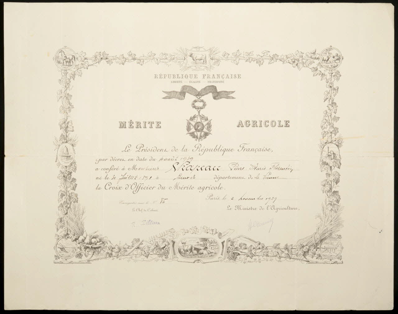 estampe MERITE AGRICOLE 1979.49.139 Photo