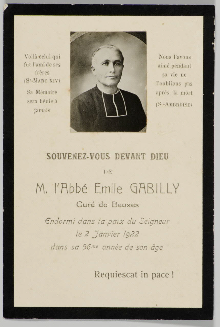 estampe Avis de décès 1979.49.177 Photo