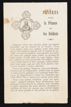 estampe PRIERES  POUR  la France  ET  les Soldats 1979.49.190 Photo